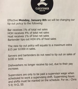 Memo about Clocktower Brew Pub tip policy Jan. 5, 2018 Memo about Clocktower Brew Pub tip policy Jan. 5, 2018