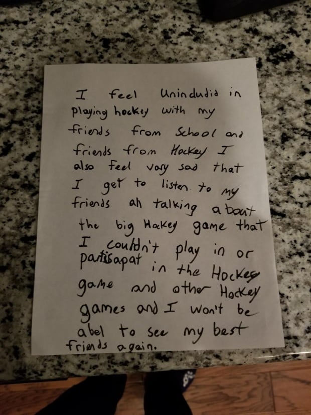 Letter written to Hockey Alberta by 10 year old Bryce Kohler