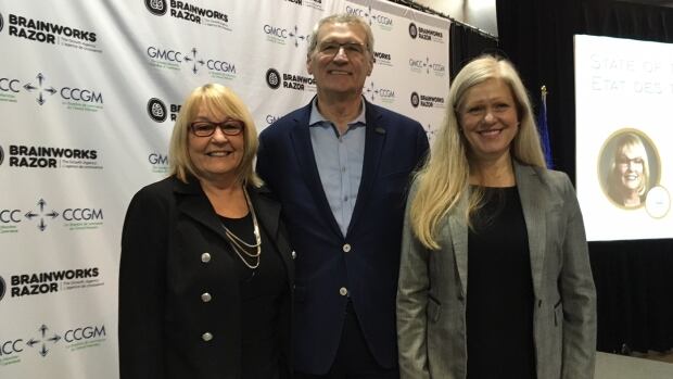 Mayors Ann Seamans of Riverview,  Yvon LaPierre of Dieppe and Dawn Arnold of Moncton took part in a breakfast Wednesay sponsored by the Greater Moncton Chamber of Commerce.