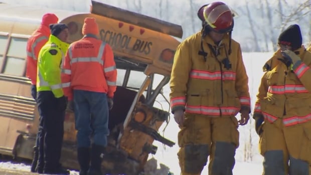 Teenage girl dead after Alberta collision between semi truck and school bus