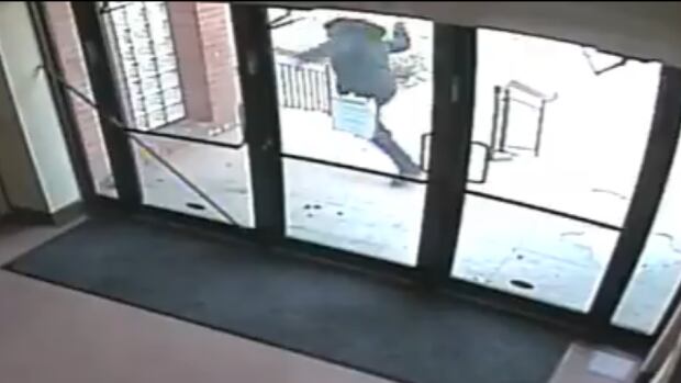 Police say a man approached the place of worship in the Bathurst Street and Flamingo Road area, throwing the rock at the door multiple times and breaking the glass.