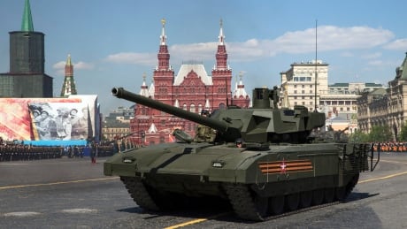 A Russian T-14 Armata tank during the Victory Day military parade marking 71 years after the victory in WWII in Red Square in Moscow, Russia, Monday, May 9, 2016. (AP Photo/Pavel Golovkin) Russia Victory Day Parade