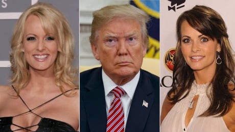 In this Feb. 11, 2007, file photo, adult film actress Stormy Daniels arrives for the 49th Annual Grammy Awards in Los Angeles. New documents show a top lawyer for the Trump Organization was involved in legal efforts to keep adult film star Daniels from talking about her alleged affair with President Donald Trump. The arbitration documents are signed by Trump Organization lawyer Jill A. Martin and list her address as that of Trump's golf club in Los Angeles. (AP Photo/Matt Sayles, File)<br />
<br />
President Donald Trump listens as he meets with the Emir of Qatar Sheikh Tamim bin Hamad al-Thani in the Oval Office of the White House, Tuesday, April 10, 2018, in Washington. (AP Photo/Evan Vucci)<br />
<br />
Karen McDougal attends Playboy's Super Saturday Night Party at Sagamore Hotel on February 6, 2010 in Miami Beach, Florida. (Dimitrios Kambouris/Getty Images for Playboy) stormy daniels trump mcdougal