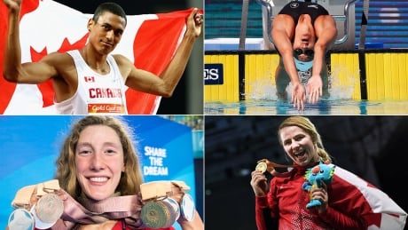 The Commonwealth Games showcased the talents of established athletes like Kylie Masse, top right, and Erica Wiebe, bottom right, while also serving as a stage for rising stars like Taylor Ruck, bottom left, and Pierce LePage. Commonwealth Games The Next Generation Canada