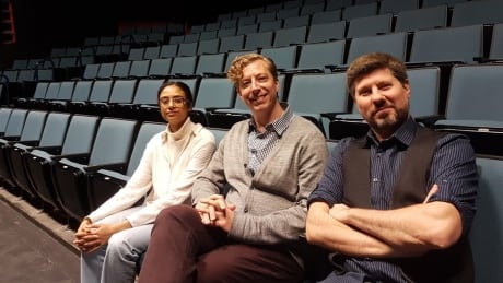 Cara Eascott, Clayton Baraniuk and Jack Grinhaus at relaxed perfomance training in Prince George's Theatre Northwest. Relaxed perfomances