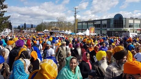 Participants at the 2018 Vaisakhi parade in the Newton area of Surrey on Saturday April 21, 2018. Vaisakhi crowd Newton Surrey 2018