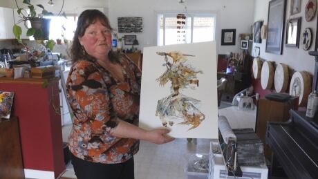 Colleen Gray shows her collaborative piece called Stands on Buffalo. Colleen Gray, Metis artist
