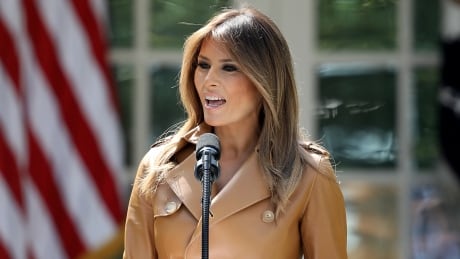 WASHINGTON, DC - MAY 07: U.S. first lady Melania Trump speaks in the Rose Garden of the White House May 7, 2018 in Washington, DC. Trump outlined her new initiatives as first lady during the event. (Photo by Win McNamee/Getty Images) 100009855