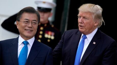 U.S. President Donald Trump welcomes South Korean President Moon Jae-in to the White House in Washington, U.S., June 29, 2017. USA-SOUTHKOREA/