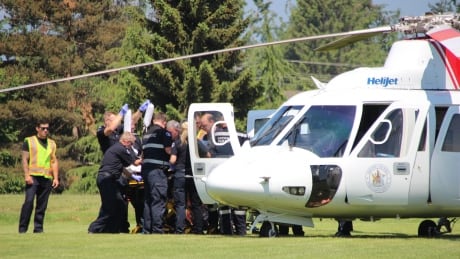 The 40-year-old victim of a stabbing on an Abbotsford farm is airlifted to hospital. airlifted