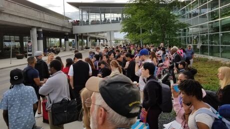 Travellers evacuated the airport Sunday morning after a security incident. Winnipeg airport evacuation