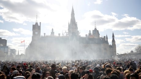 Smoke rises during the annual 4/20 marijuana rally on Parliament Hill in Ottawa, Ontario, Canada, April 20, 2018. REUTERS/Chris Wattie TPX IMAGES OF THE DAY - RC1102E3BEC0 CANADA-CANNABIS/