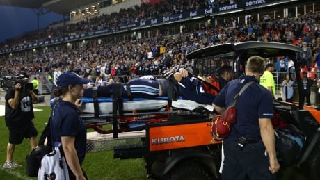Argonauts quarterback Ricky Ray was kept in the hospital overnight after sustaining a neck injury during Saturday's home opener. FBO CFL Stampeders Argonauts 20180623