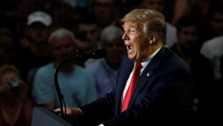 U.S. President Donald Trump holds a Make America Great Again rally in Olentangy Orange High School in Lewis Center, Ohio, on Aug. 4, 2018. USA-TRUMP/