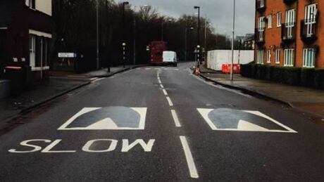 3D illusion painted speed hump London England 