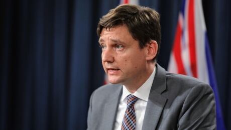 Attorney General David Eby explains further changes proposed to ICBC's premium calculations at a news conference in Victoria on Aug. 9, 2018. David Eby