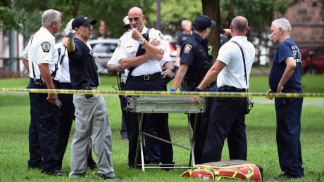 New Haven emergency personnel respond to overdose cases on the New Haven Green in Connecticut on Wednesday, Aug. 15, 2018. More than 30 people overdosed Wednesday from a suspected bad batch of “K2” synthetic marijuana at or near a city park in Connecticut. No deaths were reported, but officials said two people had life-threatening symptoms. City Green Overdoses