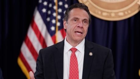 Democratic New York Gov. Andrew Cuomo speaks during a May 10 news conference in New York. Cuomo's team released a further statement after criticism came quickly following his remarks that America 'was never that great' during a speech Wednesday. Cuomo Trump