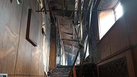 The interior of a hot springs hotel which caught fire early in the morning is pictured in Harbin, Heilongjiang province, China August 25, 2018. Xie Peihua/CNS via REUTERS ATTENTION EDITORS - THIS IMAGE WAS PROVIDED BY A THIRD PARTY. CHINA OUT. - RC1C679A10E0 Harbin China hot springs hotel fire