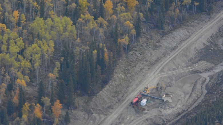 A small mining operation seen from above.