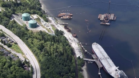 A aerial view of Kinder Morgan's Trans Mountain marine terminal, in Burnaby, B.C., is shown on Tuesday, May 29, 2018. Washington state has called on the Canadian federal government to fix what it says are gaps in the northern country's spill response plan for a portion of the Trans Mountain pipeline that will run through the U.S. In The News Sept 4 20180904