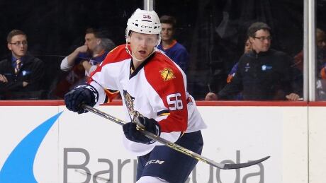 Michael Matheson, shown in this file photo, was not penalized for a hit that forced Vancouver Canucks rookie Elias Pettersson from Saturday's game in Sunrise, Fla. 629092197BB00111_Florida_Pa