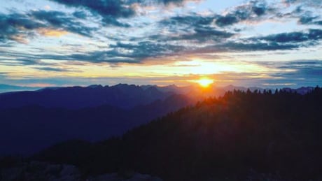 STOCK MOUNT MT SEYMOUR SUNSET FIRST PUMP PEAK SUMMER