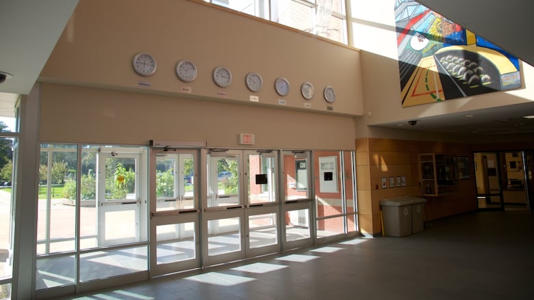 The entranceway  of a school.
