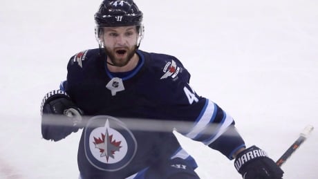 Winnipeg Jets' Josh Morrissey (44) celebrates after scoring during first period NHL Western Conference Finals game 5 hockey action against the Vegas Golden Knights, in Winnipeg, Sunday, May 20, 2018. The Jets have agreed to terms with restricted free agent Morrissey on a two-year, US$6.3-million contract, the team announced Sunday.THE CANADIAN PRESS/Trevor Hagan HKN Jets Morrissey 20180916