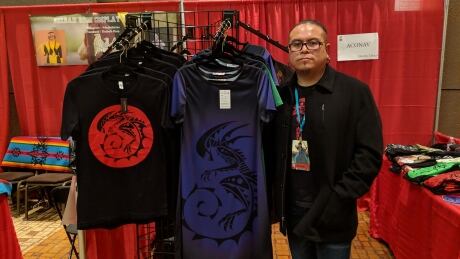 Loren Aragon, a fashion designer and artist, showcases his latest collection for his Indigenous-inspired clothing company, ACONAV. Aconav Loren Aragon