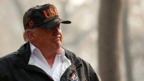 U.S. President Donald Trump visits the Skyway Villa Mobile Home and RV Park, a neighbourhood recently destroyed by the Camp Fire, in Paradise, Calif., on Nov.17, 2018. USA-TRUMP/