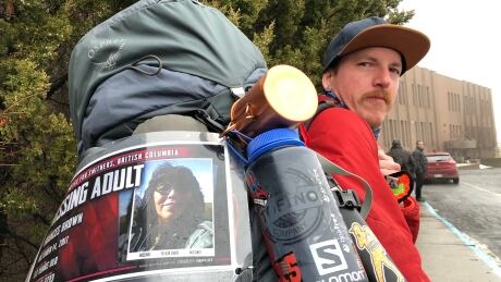 Matthew Jefferson began his cross-country walk on June 1 in Victoria, B.C. He's walking to raise awareness of his missing aunt Frances Brown. Matthew Jefferson