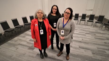 From left, Lorraine Whitman, Karen Pictou and Annie Bernard-Daisley at the First Nations Self Government Summit HALIFAX NOV 2018 Cassidy Bernard Trio