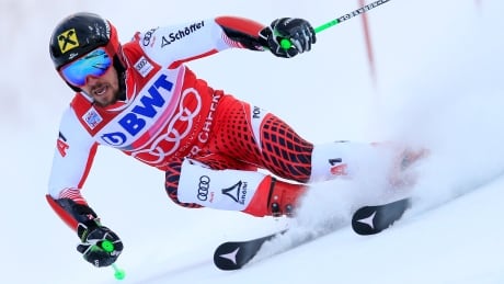Austria's Marcel Hirscher skis during the first run of a Men's World Cup giant slalom skiing race in Beaver Creek, Colo. hirscher-marcel-120518