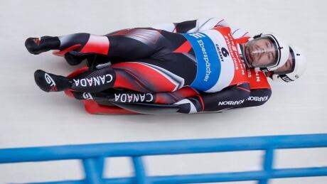 Canada's Tristan Walker and Justin Snith race down the track during the doubles World Cup luge competition in Calgary on Friday. walker-snith-120718