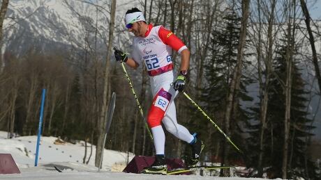 Canada's Brian McKeever, pictured at the Sochi Paralympics in 2014, credited his guide Graham Nishikawa for his gold medal in Thursday's 5-km race in Finland. 78931183