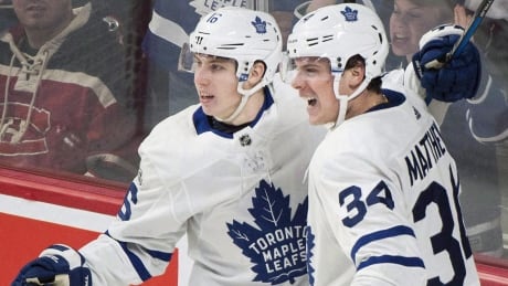 Toronto Maple Leafs Auston Matthews (34) and Mitch Marner are both in line for a big raise when their entry-level contracts expire at the end of the season. matthews-marner