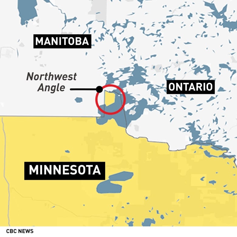 Northwest Angle Minnesota Map Surrounded on 3 sides by Canada, U.S. residents of Northwest Angle 