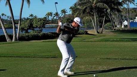 Chez Reavie hits from the 17th tee during the second round of the Sony Open PGA Tour event on Friday. Sony-Open