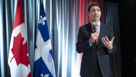 Prime Minister Justin Trudeau delivers remarks to supporters during a Liberal Party fundraiser in Sherbrooke, Que., Wednesday, Jan. 16, 2019. Trudeau Liberal Fundraiser 20190116