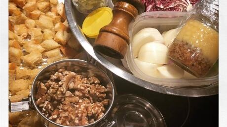 Ingredients to the warm winter panzanella salad from Warm panzanella
