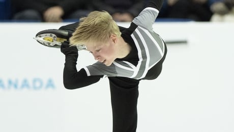 Fourteen-year-old Stephen Gogolev skates the senior men's short program at the national figure skating championships on Friday. The Toronto teen finished the night in first place going into the long program. FIG Canadian Championships 20190118