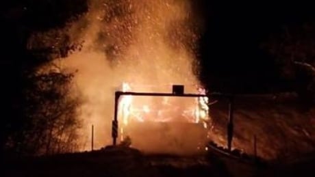 A century-old covered bridge in Low, Que., has been destroyed after a fire Saturday evening. Covered bridge fire Low, Que. Jan. 19/19