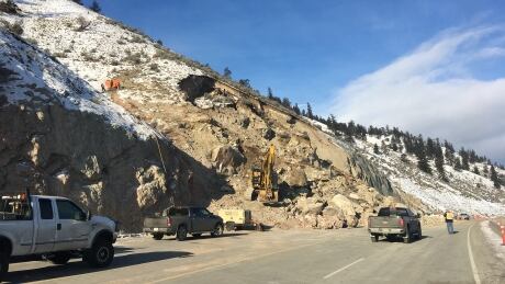 Highway 97 rock slide