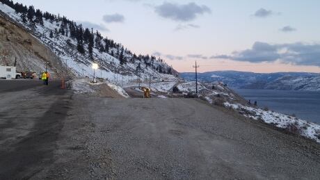 The Callan Road detour was constructed by B.C. Ministry of Transportation to help travellers get around a rock slide that closed Highway 97 for a week in February 2019. Callan Road detour Summerland B.C.