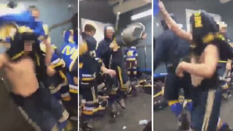 A video posted to social media showed the players dancing and drumming along to music in the team's locker room. Hockey Fort McMurray