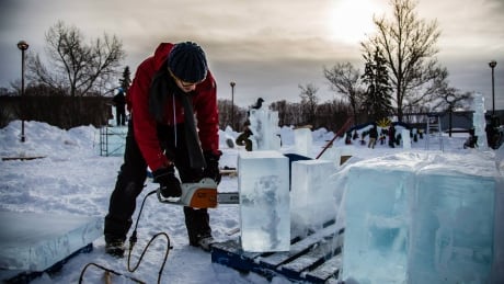 The High On Ice Festival has both professional block carving and a community carving contest. Ice festival