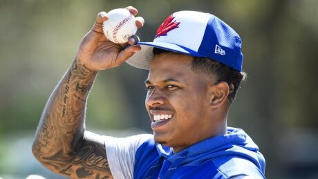 Toronto Blue Jays pitcher Marcus Stroman, seen at spring training on Sunday, is concerned that the lack of veteran presence on the roster will do a disservice to the team's young stars. stroman-marcus-021719-620