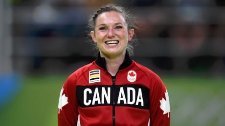 Rosie MacLennan earned a silver medal for her performance in the women's individual trampoline competition at the World Cup opener on Sunday in Baku, Azerbaijan. maclennan-rosie-081216-620