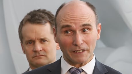 Seamus O'Regan Minister of Indigenous Services (left), looks on as Jean-Yves Duclos, Minister of Families, Children and Social Development, (right) takes part in a news conference announcing investments to address Indigenous homelessness and housing, in Gatineau, Que., across the river from Ottawa, Wednesday, February 20, 2019.THE CANADIAN PRESS/Fred Chartrand Indigenous housing 20190220